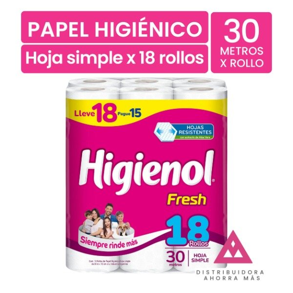 Producto - Papel Higienico Higienol 30 mts x 18 Rollos H.Simple