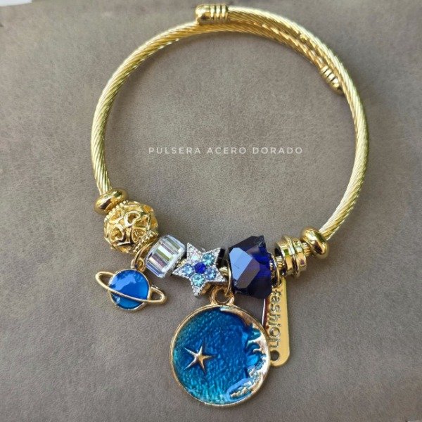 Producto - Brazalete acero dorado el principito planeta