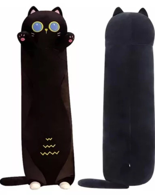Producto - Peluche Gato Largo NEGRO  Gigante Almohada Kawaii 95 Cm Super Suave