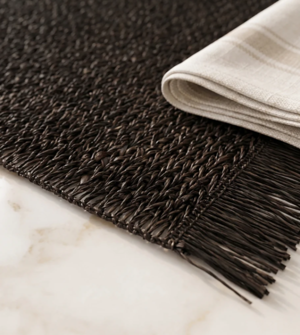 Producto - Individual rectangular fibras naturales negro- SETx2 - 1