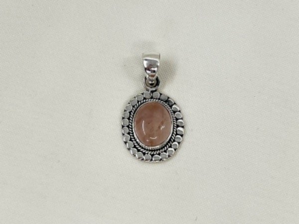 Producto - Dije de plata con piedra CUARZO ROSA 2