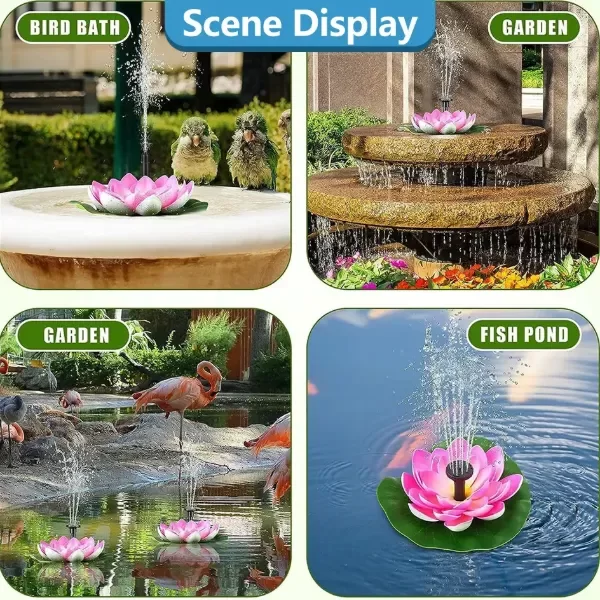 Producto - Fuente De Agua Bomba Solar Flotante Con Flor Loto Exterior - 2