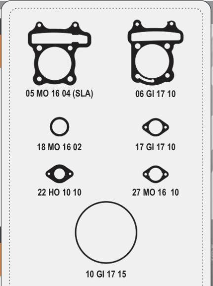 Producto - JUNTAS DE CABEZAL (CON ORING) MOTOMEL VX 150 (VARIOS EN DESCRIPCION) ALFA