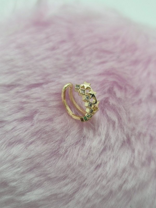 Producto - Aros cuff acero dorado línea strass y línea estrellas