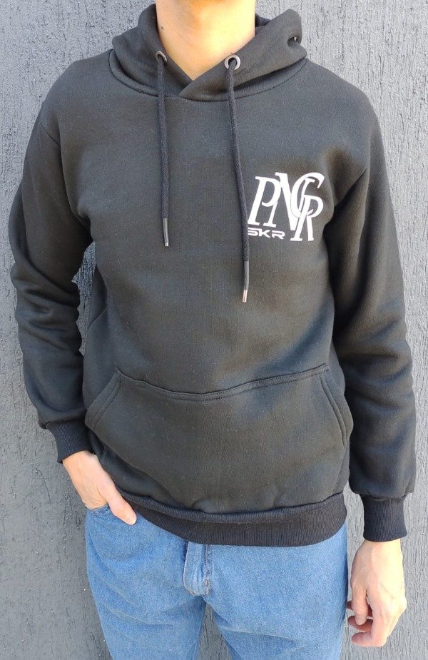 Producto - Buzo negro algodón frizado estampado talle M