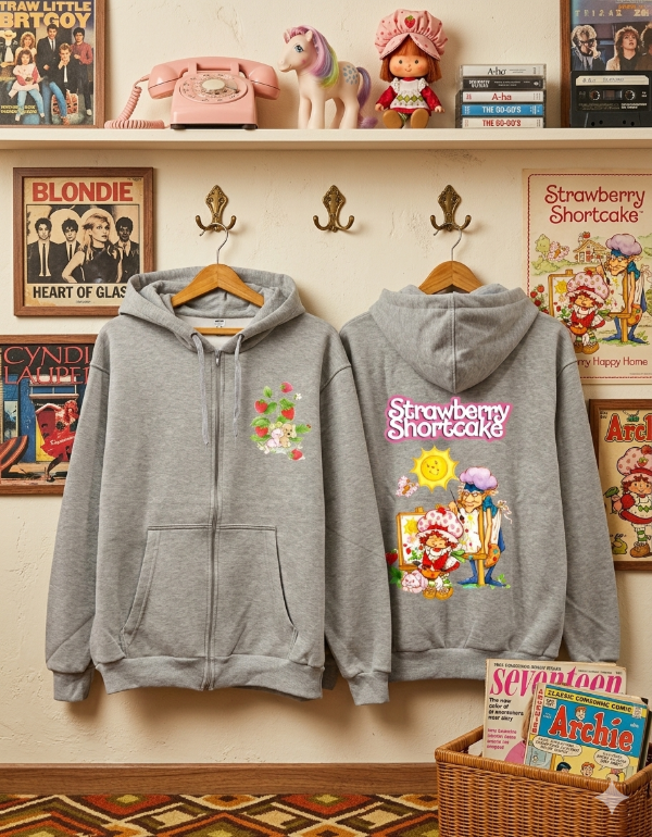 Producto - Campera Algodon con Capucha Strawberry Shortcake Gris