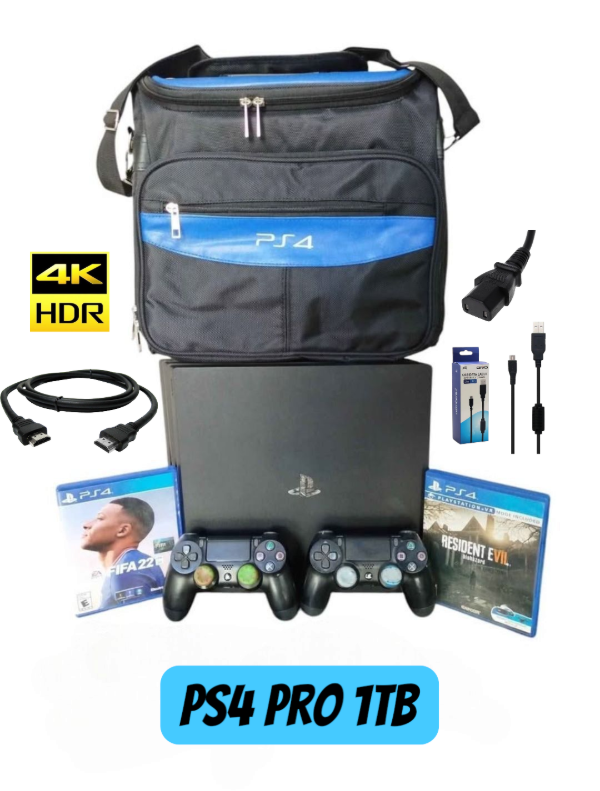 Producto - Sony PS4 Pro 1TB 4K + 2 Joysticks + 2 Juegos + Bolso + Garantia