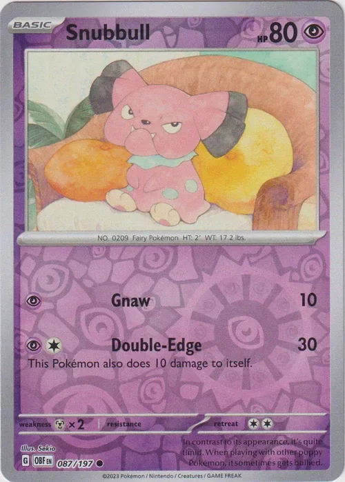 Producto - Snubbull - 087/197 - Obsidian Flames - Reverse Holo