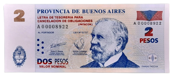 Producto - 2 Pesos (Patacones) Pereira - Zufriategui Número Bajo Col.E 212 XF++