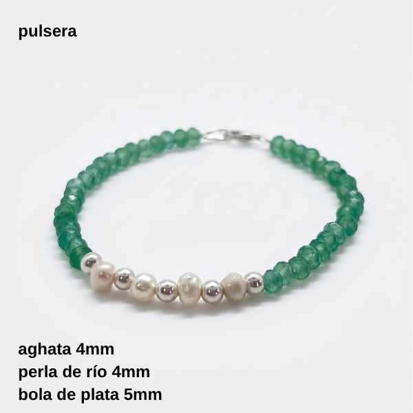 Producto - PUL #FP Pulsera aghata 4mm con perla de río 4mm (DÓLAR) - 3