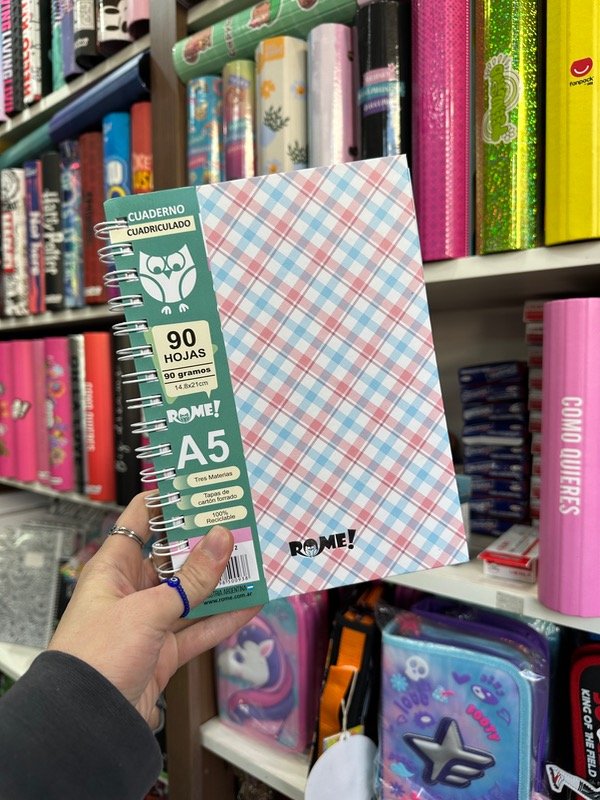 Producto - Cuaderno A5 Tartán Celeste Cuadriculado