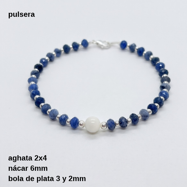 Producto - PUL #FP Pulsera aghata 2x4 con bola de nácar 6mm (DÓLAR) - 1
