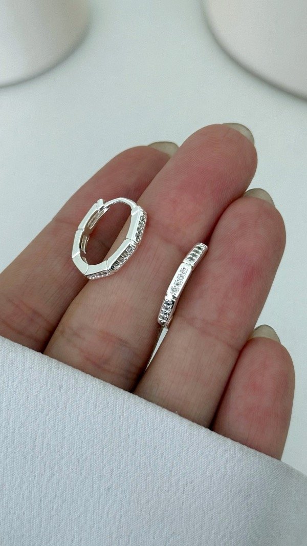 Producto - Argollas Alexa finas cubic 1,7cm ACERO BLANCO