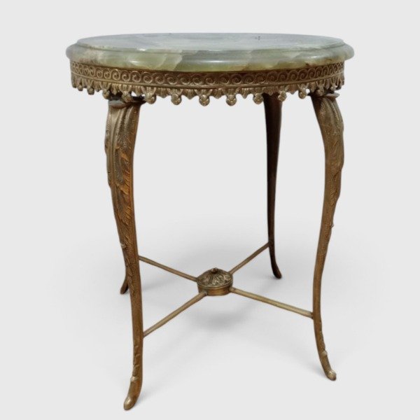 Producto - Mesa auxiliar circular de mármol y bronce cincelado - 1