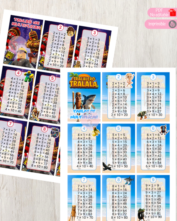 Producto - Tablas de multiplicar personajes (actualizado 2026) - 3