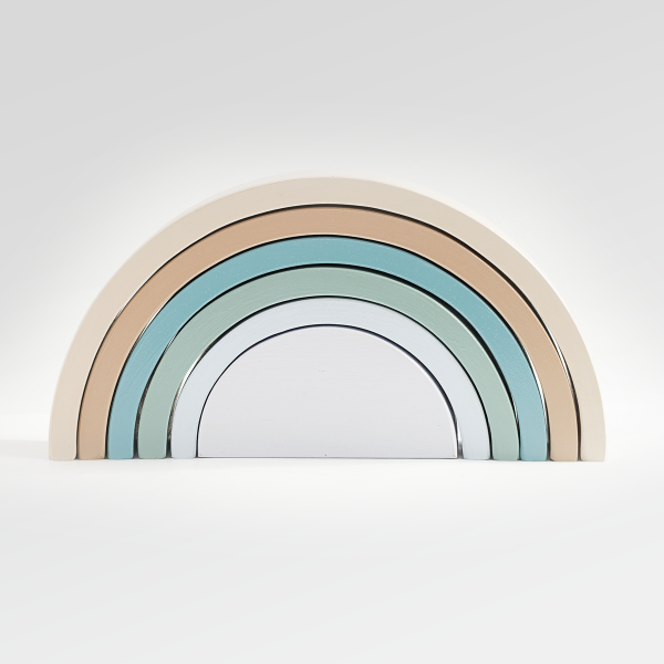 Producto - Arcoíris de madera 6 arcos nórdico LUNA - 28 cm - Juguete Waldorf