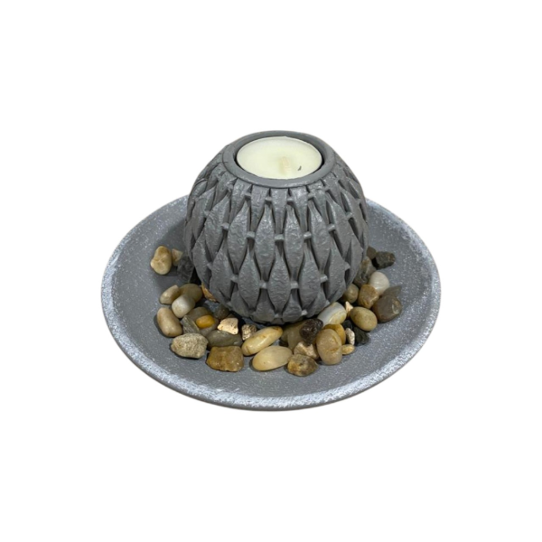 Producto - Porta Vela c/piedras y plato
