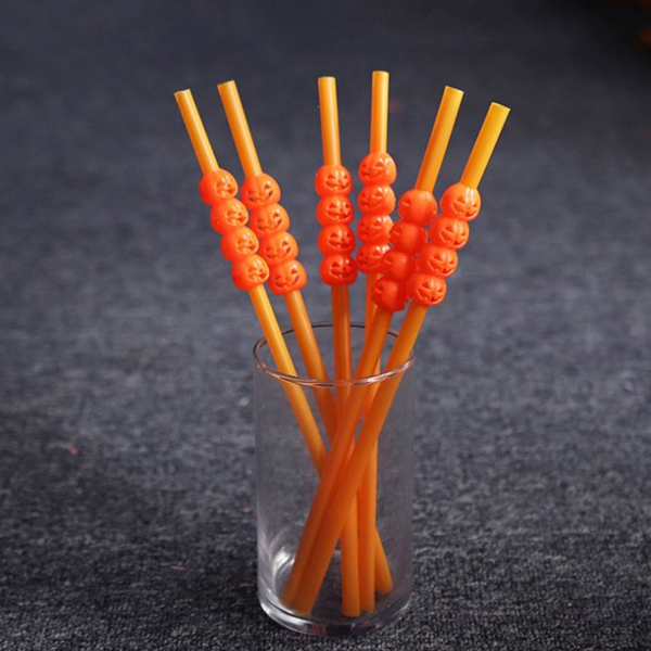 Producto - BOMBILLAS DE PLASTICO REUTILIZABLE CALABAZA/ CALAVERA/ ESQUELETO - 1