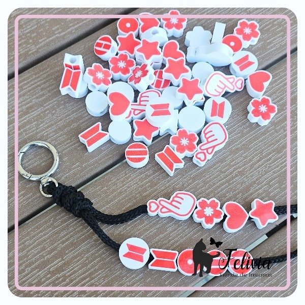 Producto - Cuentas mix BTS 3d por mayor a pedido (Entrega en 3 a 7 días hábiles). Rojo