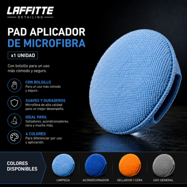 Producto - Pad Aplicador de Microfibra Laffitte x1 Unidad - Detailing Profesional