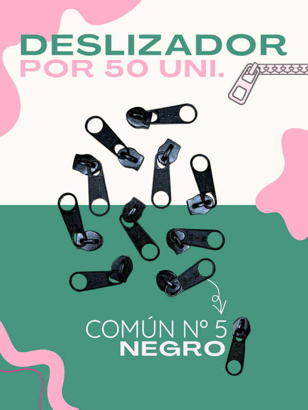 Producto - DESLIZADOR COMÚN N5 "NEGRO" - POR 50 UNI.