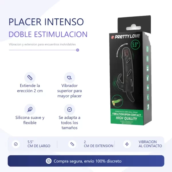 Producto - Funda Potenciadora Doble - Extiende Y Estimula Una Fuerte Erección - 0