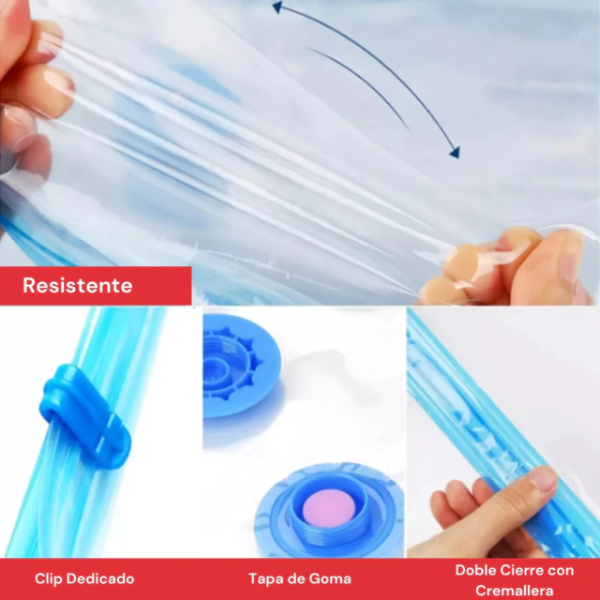 Producto - SET DE 11 BOLSAS DE COMPRESIÓN AL VACÍO, VARIOS TAMAÑOS - CON BOMBA SACA AIRE - 4