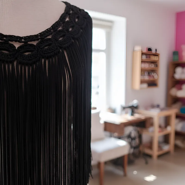 Producto - Flecos Circulares para Escote Negro PRE VENTA