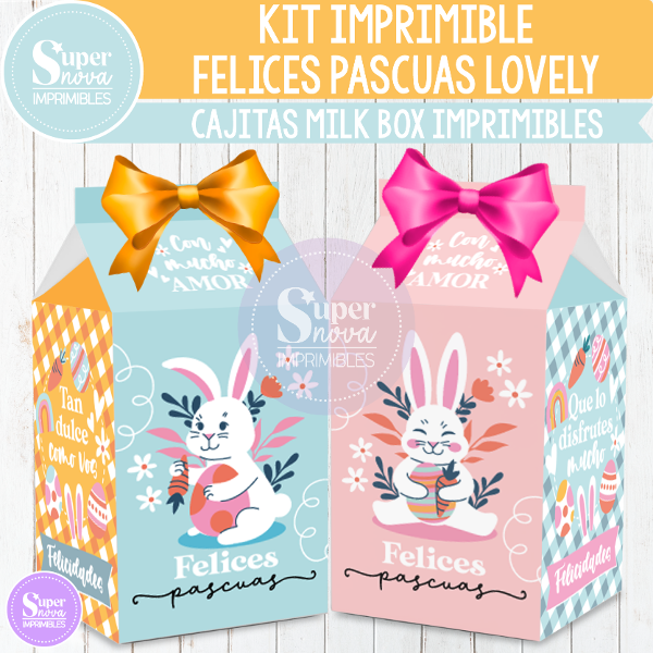 Producto - KIT IMPRIMIBLE FELICES PASCUAS LOVELY CAJITAS MILK BOX