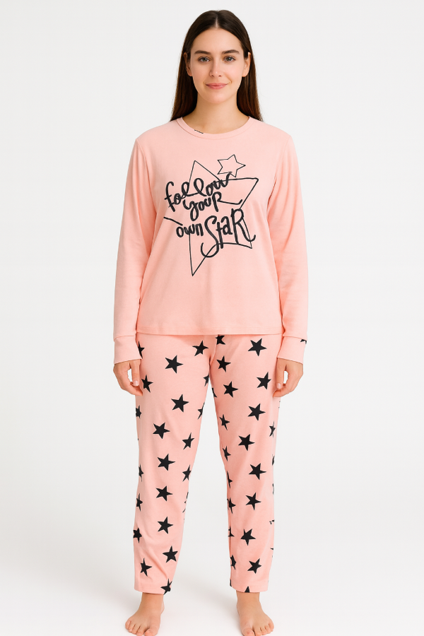 Producto - Pijama Juvenil Dama Manga Larga Algodon Interlock Grueso