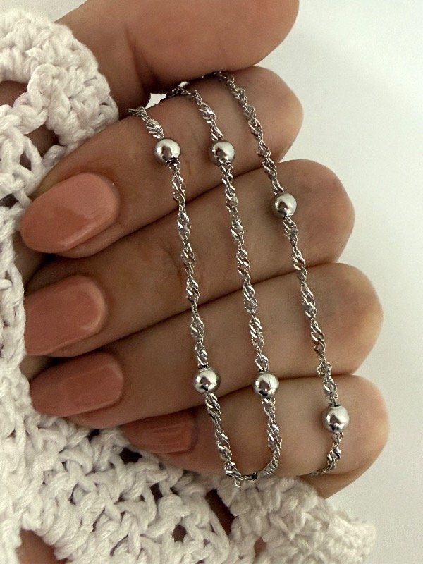 Producto - C438 Cadena torzada con bolitas acero quirúrgico