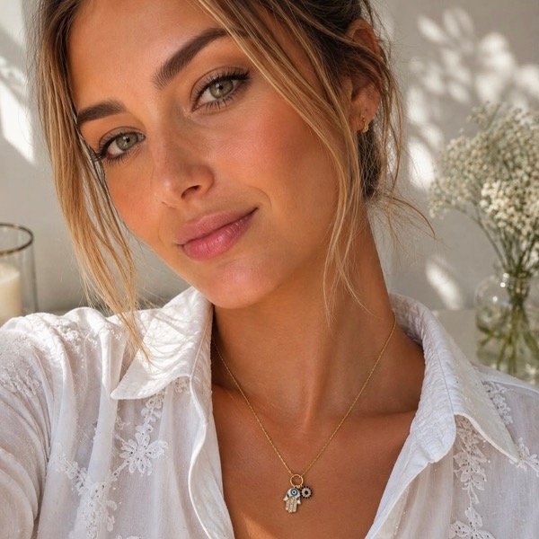 Producto - Collar manito y ojito en Plata 925 Dorado - 1