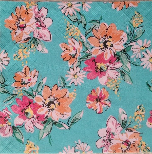 Producto - Flores con fondo turquesa