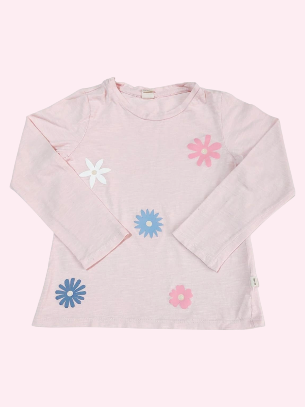 Producto - Remera manga larga rosa con flores Cheeky 7/8 años