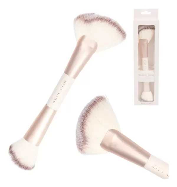 Producto - Brocha Maquillaje Doble Para Polvos E Iluminador Calidad Pro