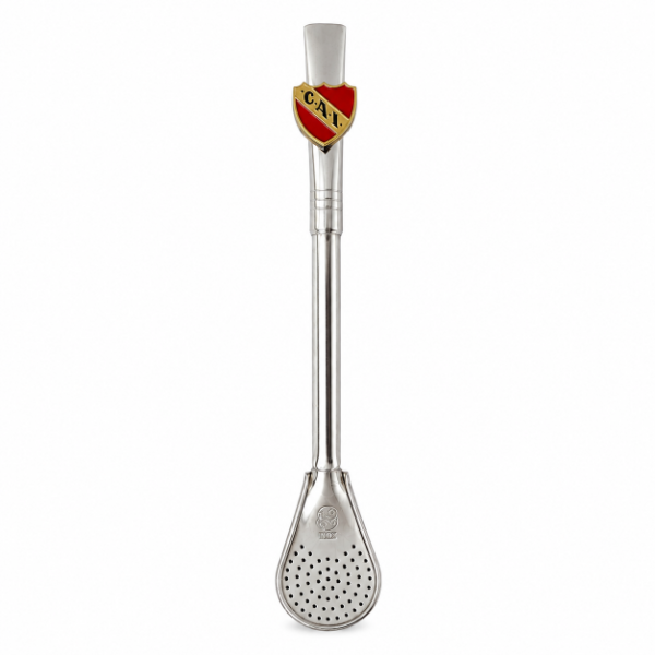 Producto - BOMBILLA PICOLORO ACERO INOX C/ ALPACA - CON ESCUDO DE INDEPENDIENTE EN BRONCE