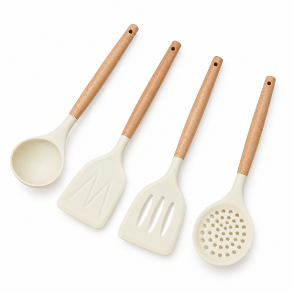 Producto - SET DE 4 UTENSILIOS DE SILICONA Y MADERA PREMIUM 33CM X 8CM - 3