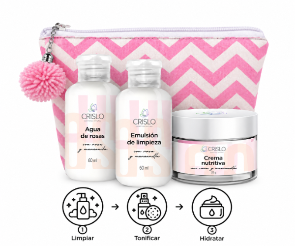 Producto - Kit skin care- 3 pasos básicos Glow Rose- Piel normal a seca