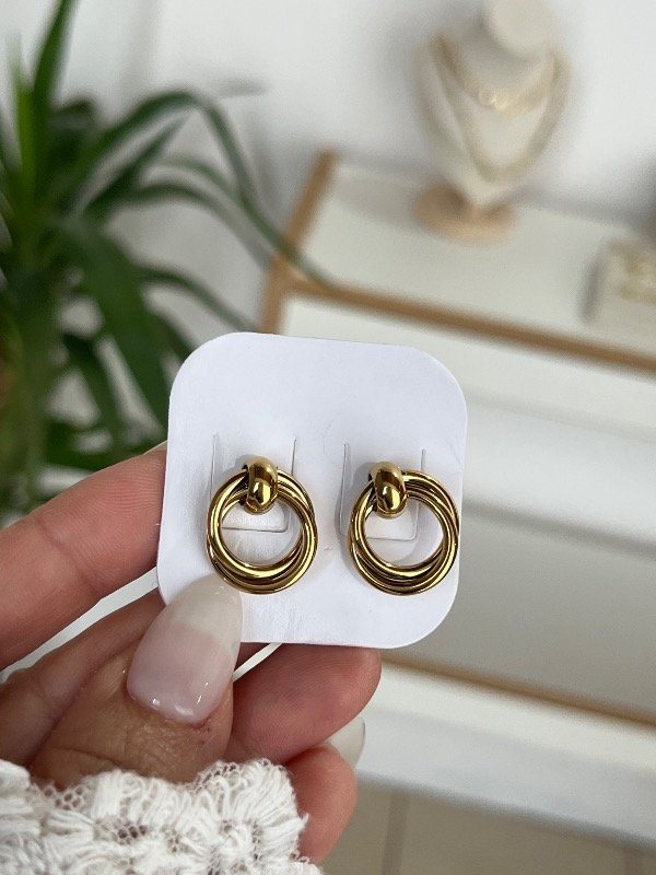 Producto - Aros pasantes círculo acero dorado