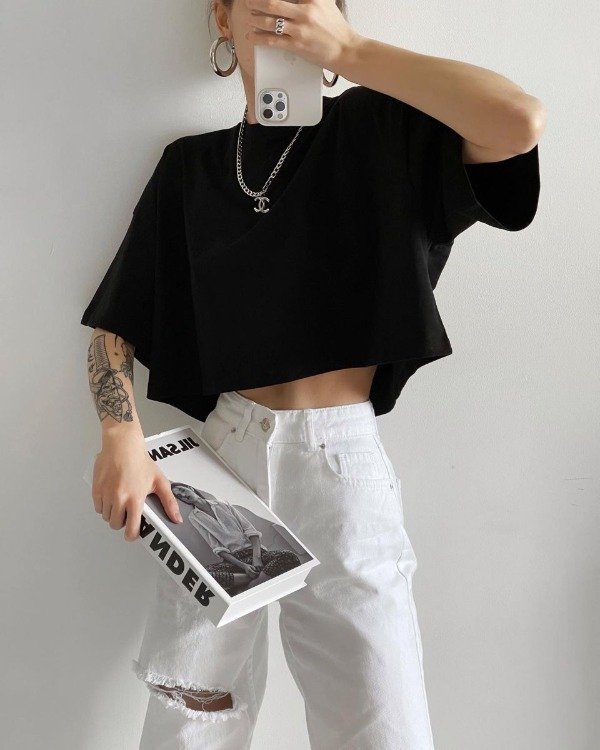 Producto - Remera Oversise Corta Negra