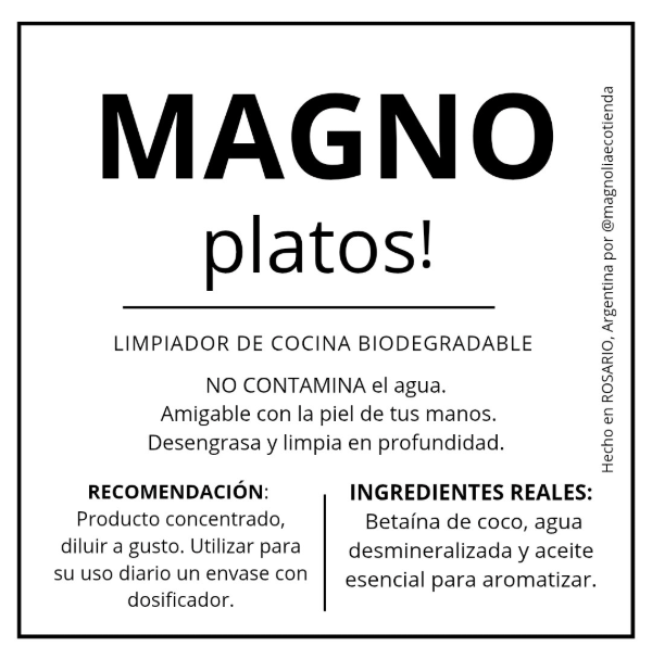 Producto - Magno platos - Detergente biodegradable líquido x1 litro + ESPONJA de REGALO