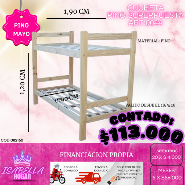Producto - CUCHETA DE PINO SUPERPUESTA