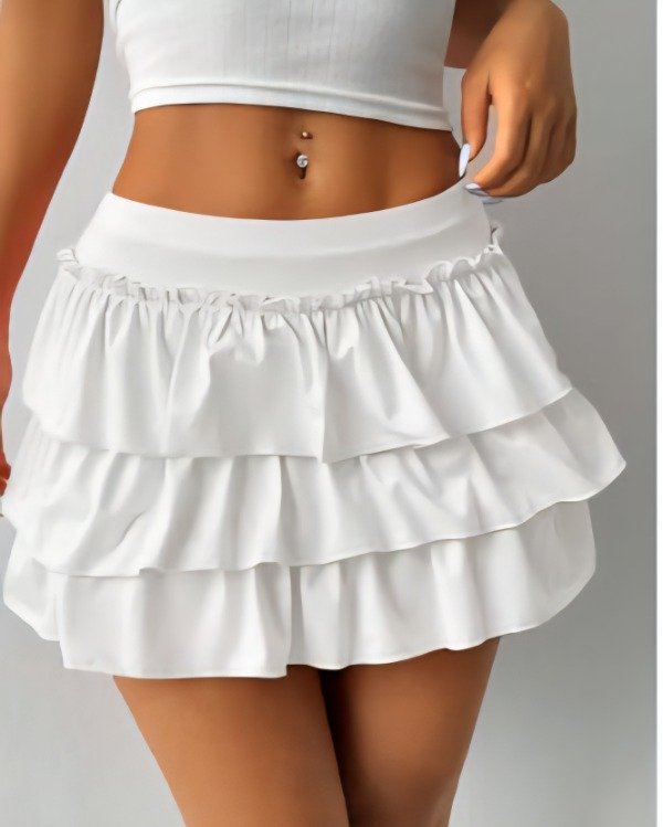 Producto - Pollera 3 volados blanco