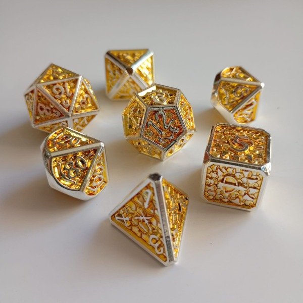 Producto - Set Dados de Rol METÁLICOS - Gold+White - 1