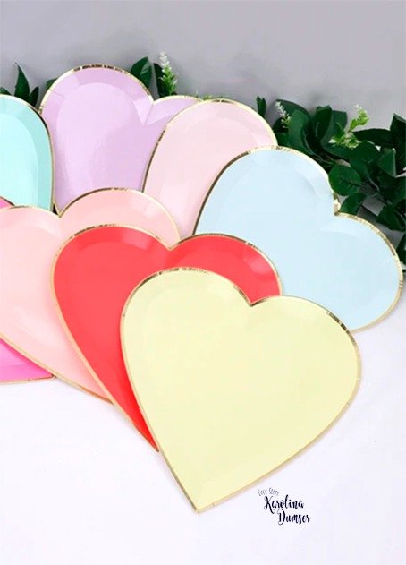 Producto - Plato Polipapel Corazón Amarillo por 5 unid.