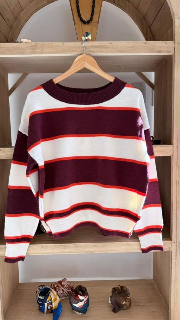 Producto - Sweater Ossa - Bordo + Blanco