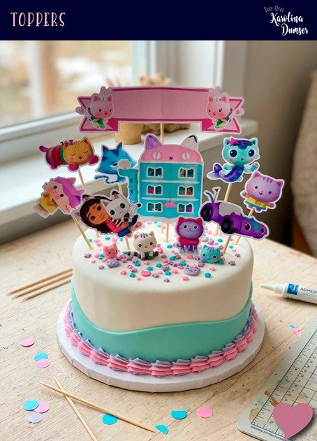 Producto - Cake Topper Gaby y La Casa de Muñecas Imprimible. Figuras Adorno