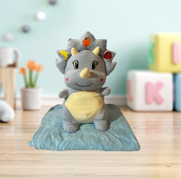 Producto - Peluche c/manta, Dinosaurio, celeste