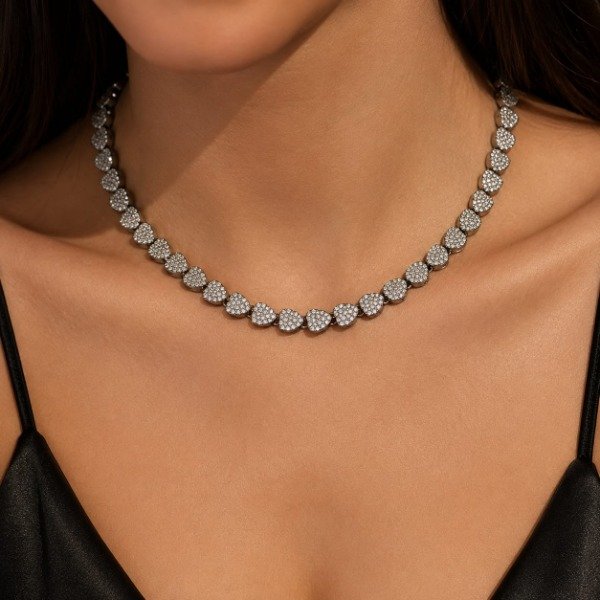 Producto - Collar Tendencia Corazones de Strass Bronce SH