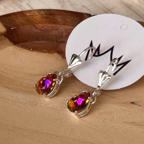 Producto - Aros Racimo Cristal tornasol (Plata)